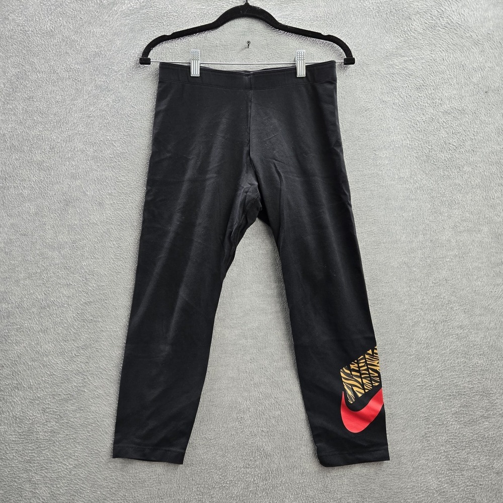 Nike Women Activewear Pants L Black Swoosh CJ2005-010 Athleisure